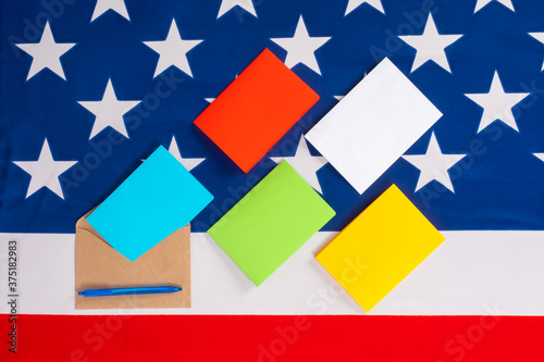Colored paper, an envelope,...