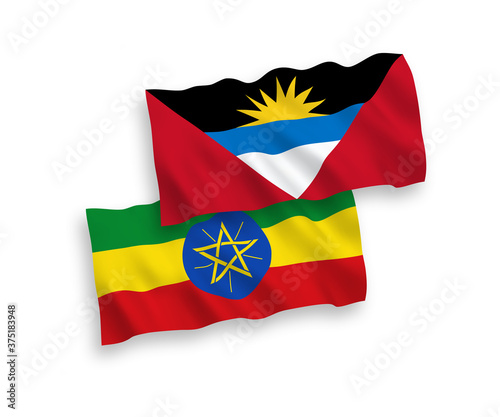Flags of Antigua and Barbuda and Ethiopia on a white background