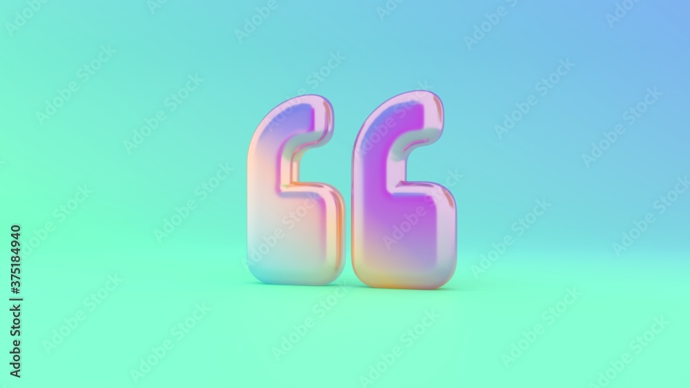 3d rendering colorful vibrant symbol of quote left on colored background 3d rendering colorful vibrant symbol of quote left on colored background