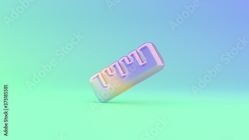 3d rendering colorful vibrant symbol of ruler on colored background