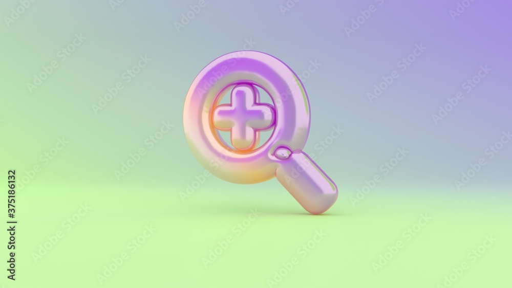3d rendering colorful vibrant symbol of search plus on colored background 3d rendering colorful vibrant symbol of search plus on colored background