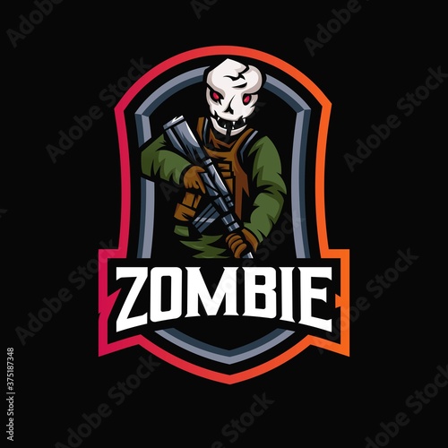 Zombie e-Sport Mascot Logo Design Illustration Vector © Artchilles
