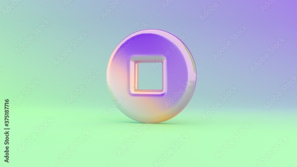 3d rendering colorful vibrant symbol of stop circle on colored background