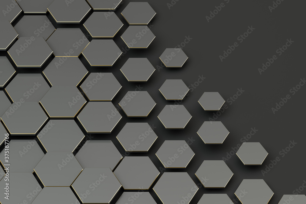 Dark hexagon pattern background, 3d rendering. Dark hexagon pattern background, 3d rendering.