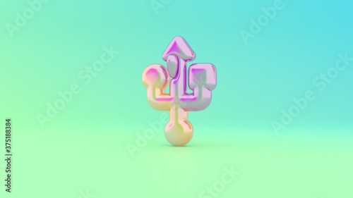 3d rendering colorful vibrant symbol of technology on colored background