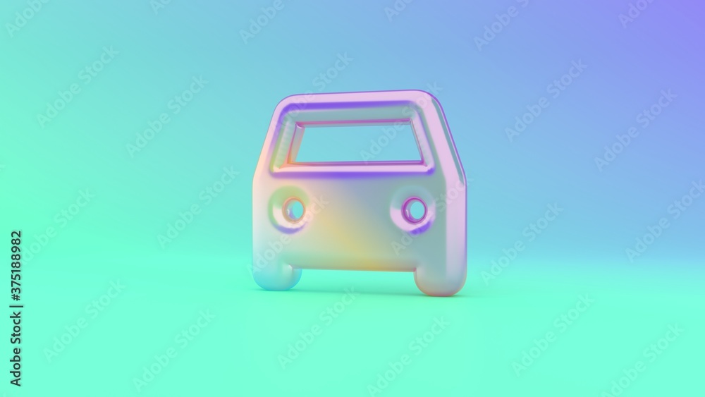 3d rendering colorful vibrant symbol of transport on colored background