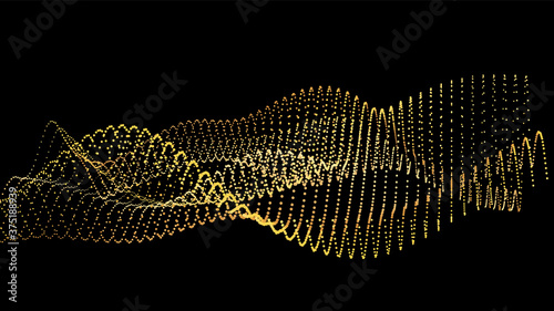 An abstract stream of golden radiance flying in outer space through galaxies and orbits. Star clusters networks.