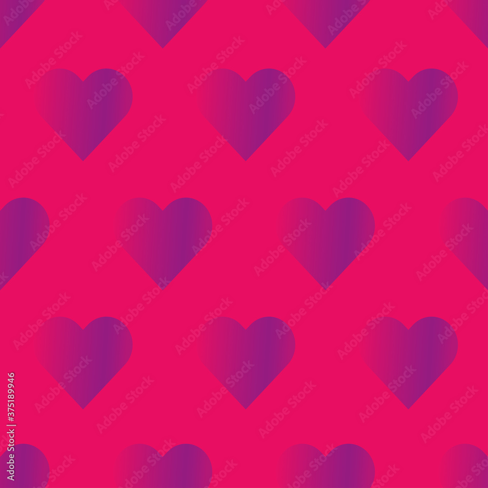 Vector seamless pattern with hearts. Bright colors.