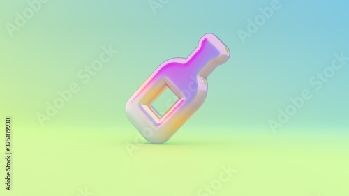 3d rendering colorful vibrant symbol of wine bottle on colored background