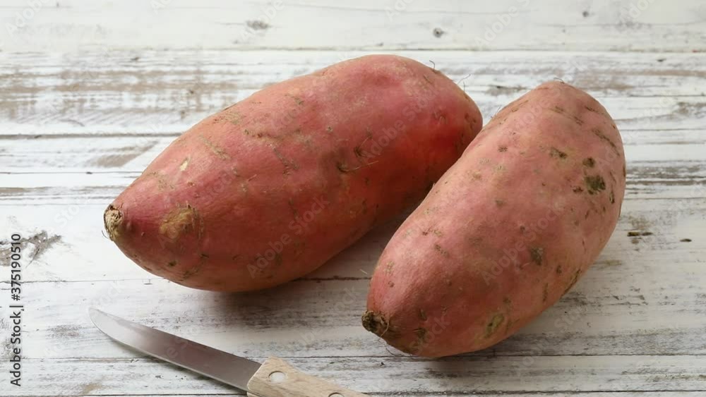Fresh raw sweet potatoes from the garden