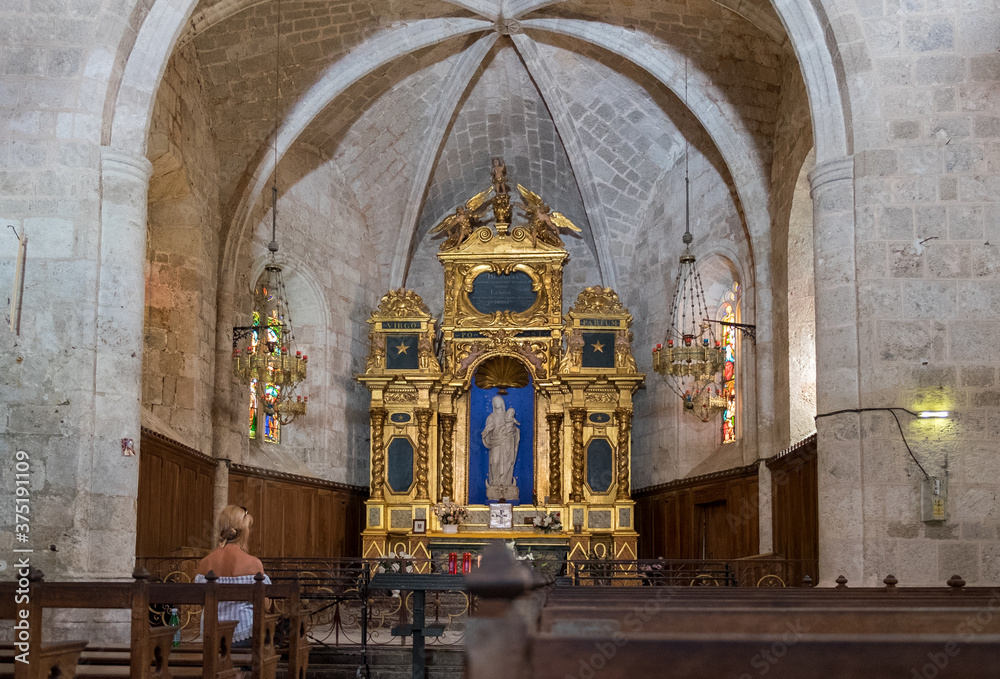 Interior of  Notre Dame de Beauvoir chapel. Moustiers Sainte-Marie, Provence, France