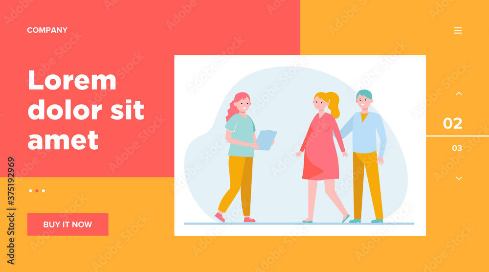 Nurse consulting pregnant woman. Mother, baby, clinic flat vector illustration. Healthcare and pregnancy concept for banner, website design or landing web page