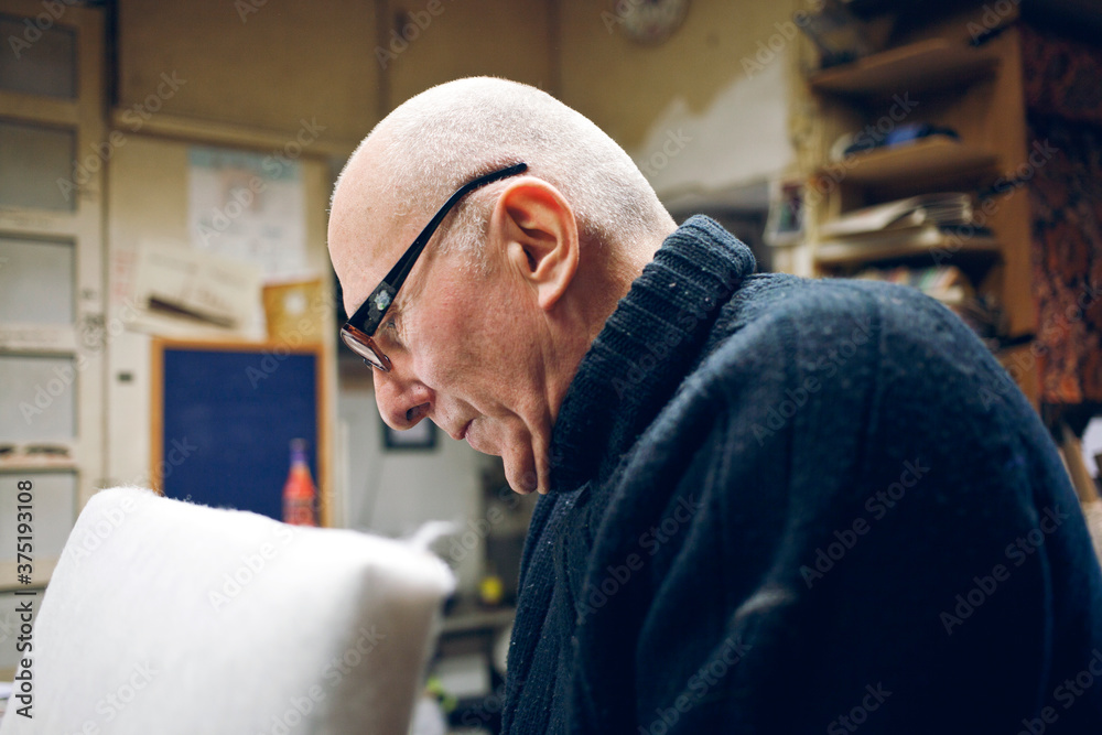 Craftsman working with his hands