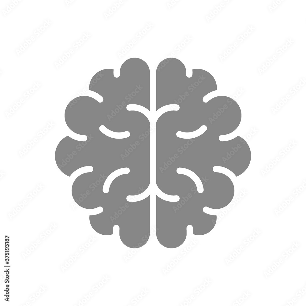 Human brain gray icon. Healthy organ symbol Human brain gray icon. Healthy organ symbol