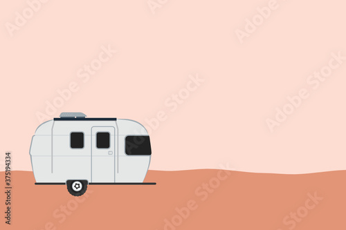 Travel Trailer Car Vector Illustration Background