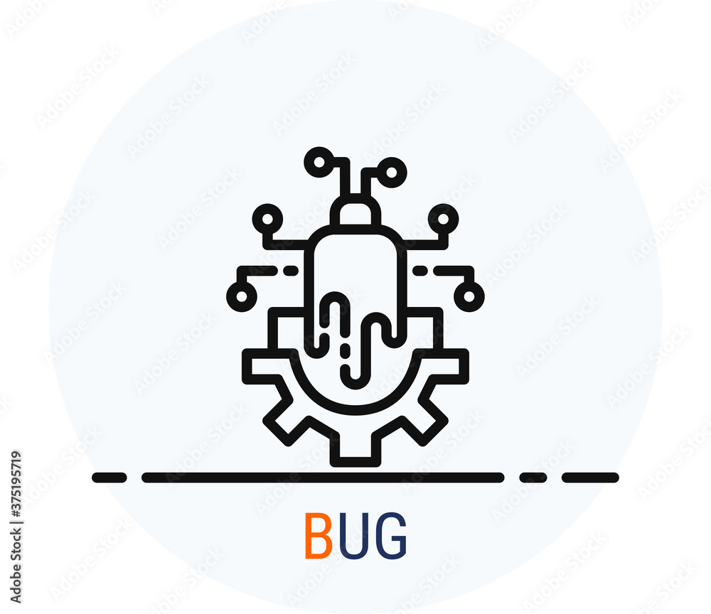 Line Icons Style. Hacker Cyber crime attack BUG for web design. Line Icons Style. Hacker Cyber crime attack BUG for web design.