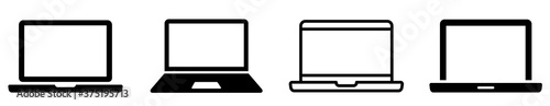 Laptop icons set. Laptop different style. collection Laptops or notebook computer. Flat and line icon - stock vector. photo