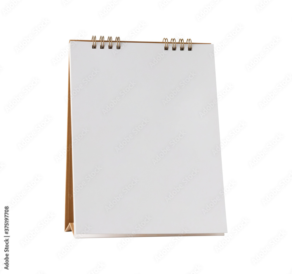 White blank paper desk calendar mockup isolated on white background with clipping path White blank paper desk calendar mockup isolated on white background with clipping path