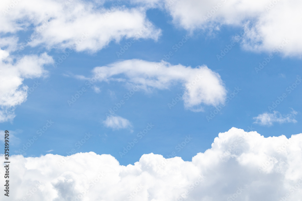 Beautiful frame blue sky with cloudy background and texture. Copy space for text.