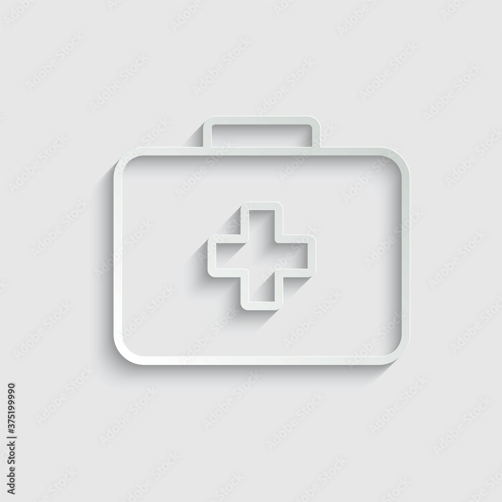 Fototapeta premium paper ambulanse icon medicine case sign vector 