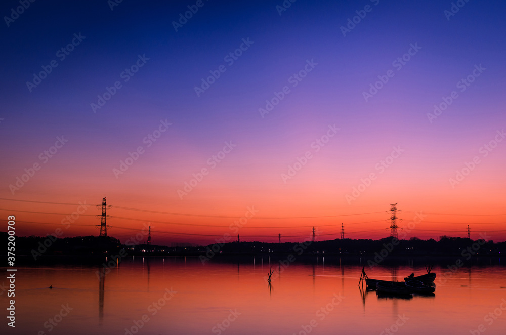 Dusk On A Lake In Japan