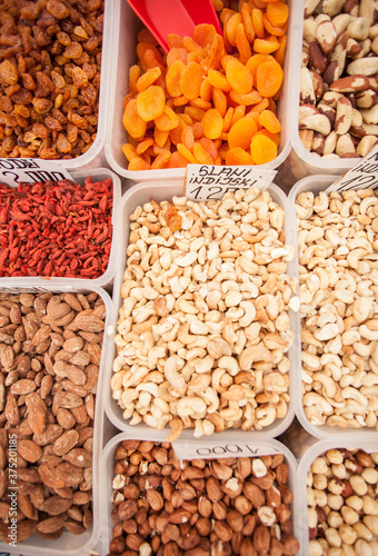 Macrobiotic food on a market. photo