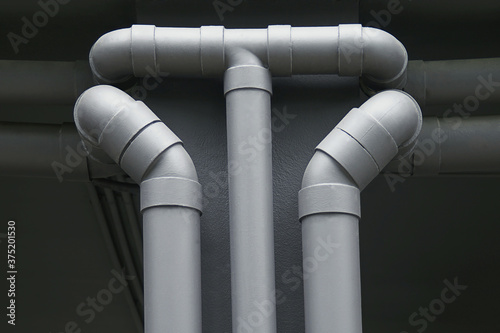 Building Piping System Painted in Grey Color