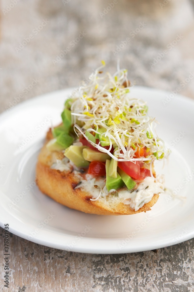 Tomato and Avocado Salsa Bruschetta