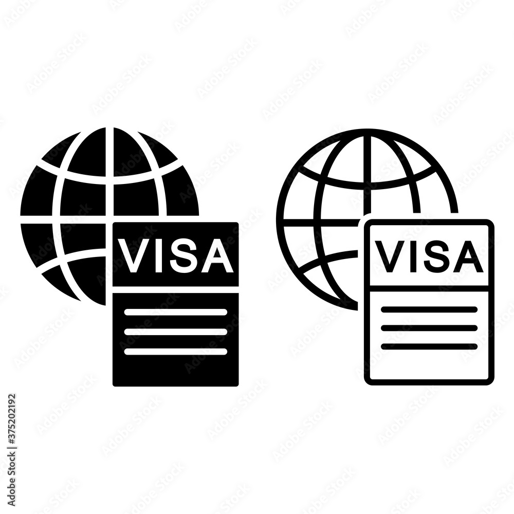 Visa icon vector set. travel illustration sign collection. immigration