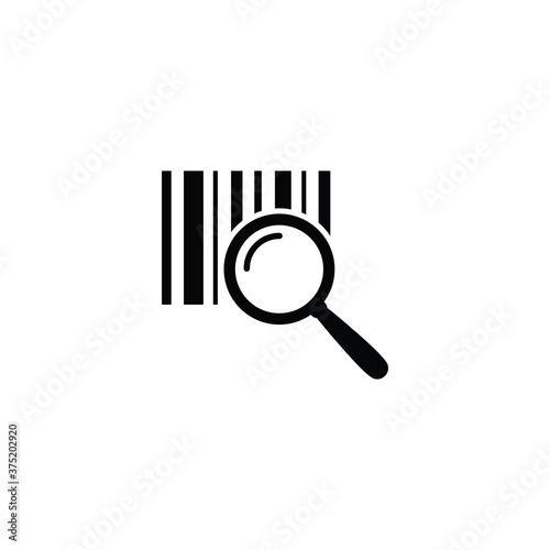 Bar code search icon. magnification glass sign