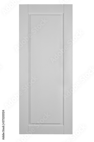 Closed wood door isolated in white background
