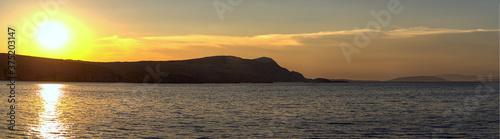 Croatian coast with island Rab at sunset