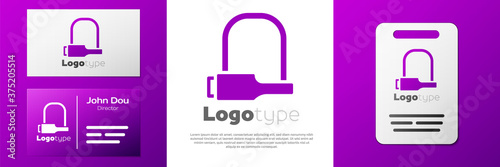 Logotype Bicycle lock U shaped industrial icon isolated on white background. Logo design template element. Vector Illustration.