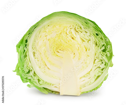 Green cabbage half isolated on white background with clipping path and full depth of field. © kolesnikovserg