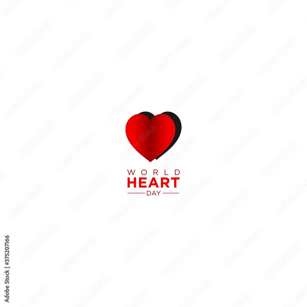 World Heart Day card with paper hearts. 