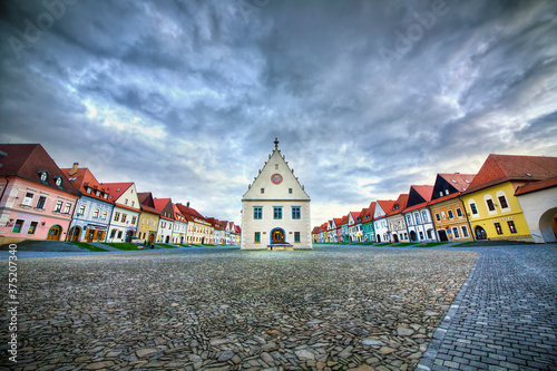 Fotografi Square of Bardejov, Slovakia, in the Evening