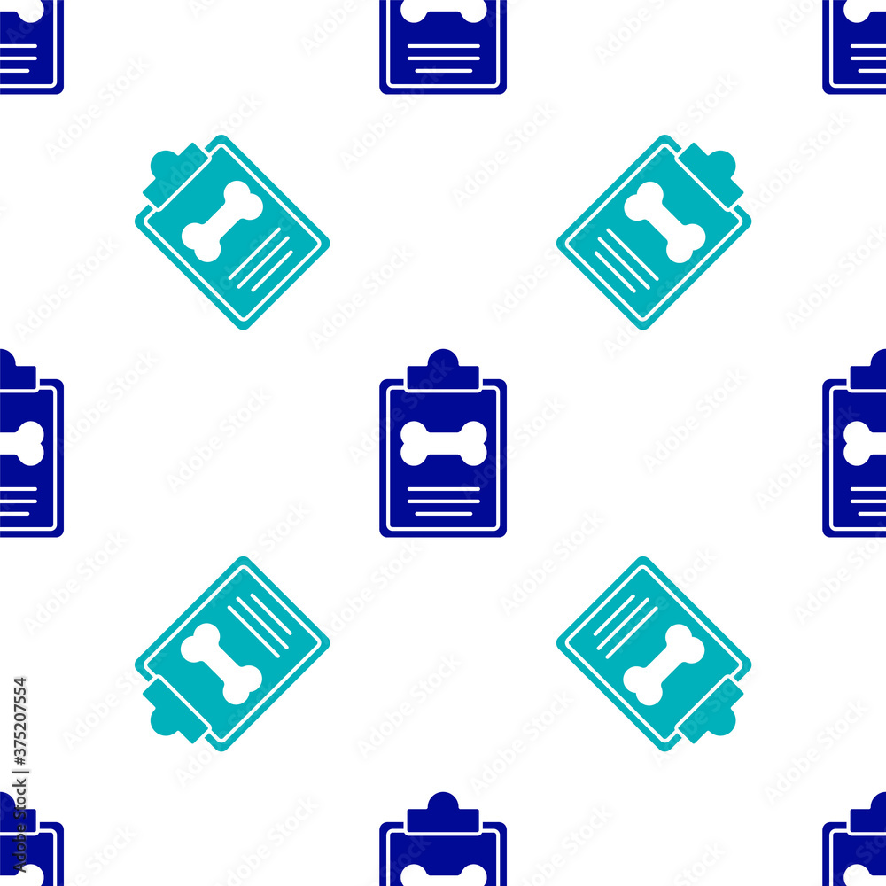 Blue Clipboard with medical clinical record pet icon isolated seamless pattern on white background. Health insurance form. Medical check marks report. Vector. Blue Clipboard with medical clinical record pet icon isolated seamless pattern on white background. Health insurance form. Medical check marks report. Vector.