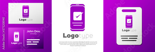 Logotype Smartphone, mobile phone icon isolated on white background. Logo design template element. Vector.