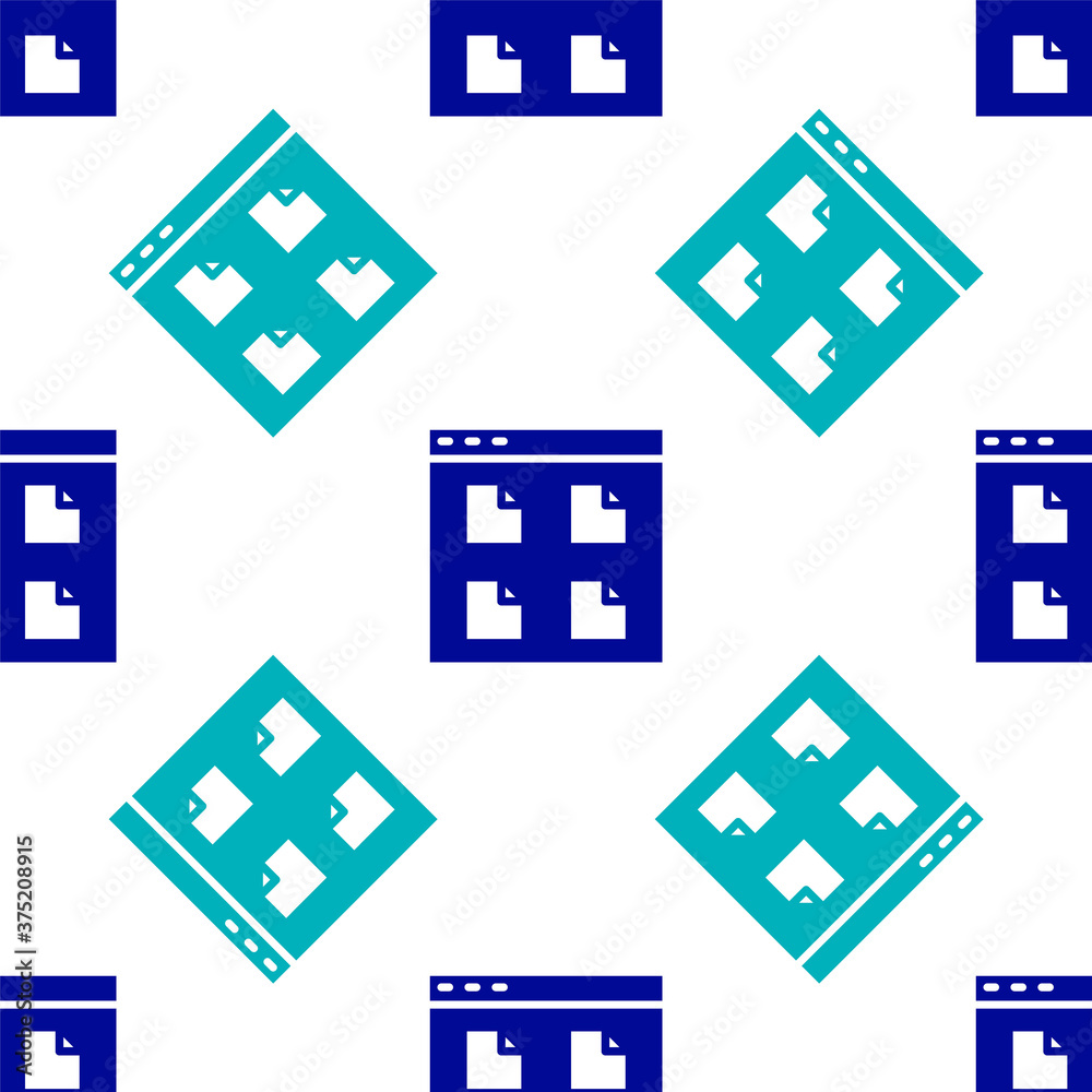 Blue Browser files icon isolated seamless pattern on white background. Vector. Blue Browser files icon isolated seamless pattern on white background. Vector.