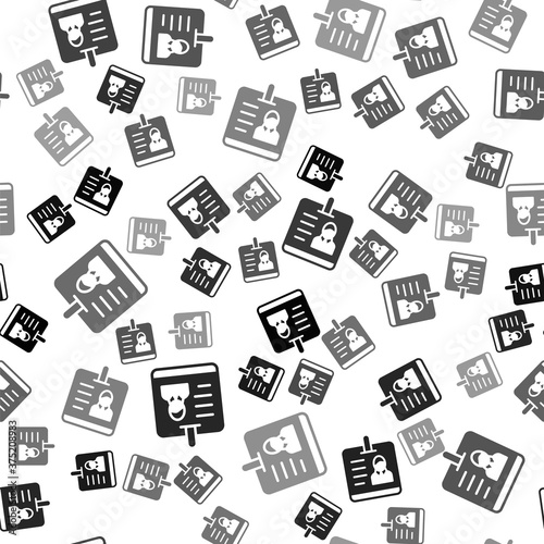 Black Identification badge icon isolated seamless pattern on white background. It can be used for presentation, identity of the company, advertising. Vector.