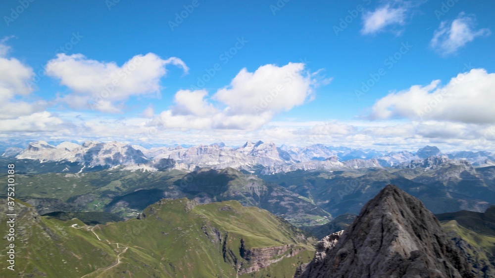 Amazing aerial view of Italian Alps from Marmolada