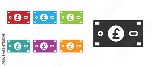 Black Pound sterling money icon isolated on white background. Pound GBP currency symbol. Set icons colorful. Vector.