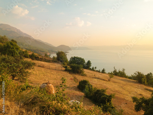 Land by the Lake at Sunset