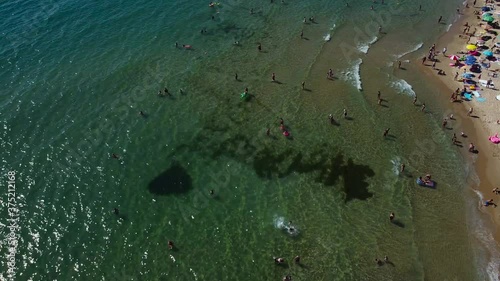Summer scenes sea and beach shot from the air