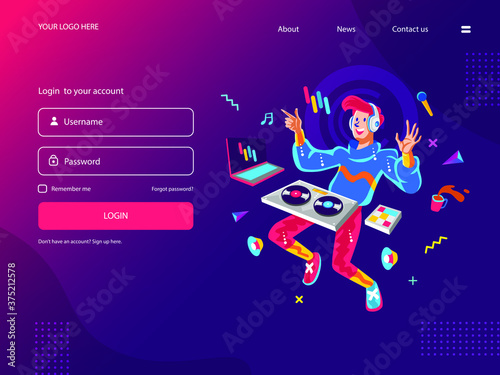 vector illustration of a man with a disc jockey tools