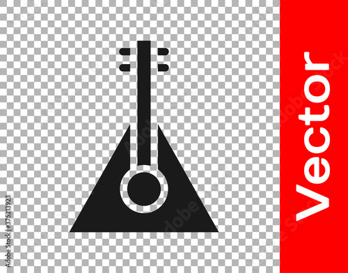 Black Musical instrument balalaika icon isolated on transparent background. Vector.