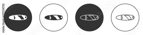 Black Cigar icon isolated on white background. Circle button. Vector.