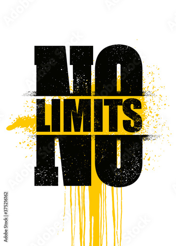 No Limits. Inspiring Sport Workout Typography Quote Banner On Textured Background. Gym Motivation Print