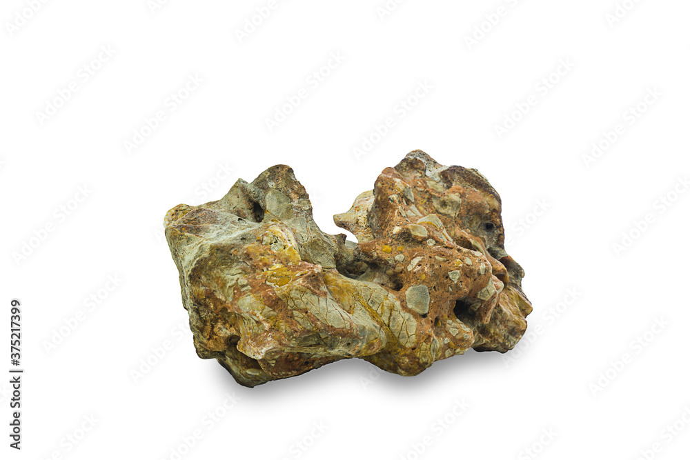 Piece of stone isolated on white background with clipping path