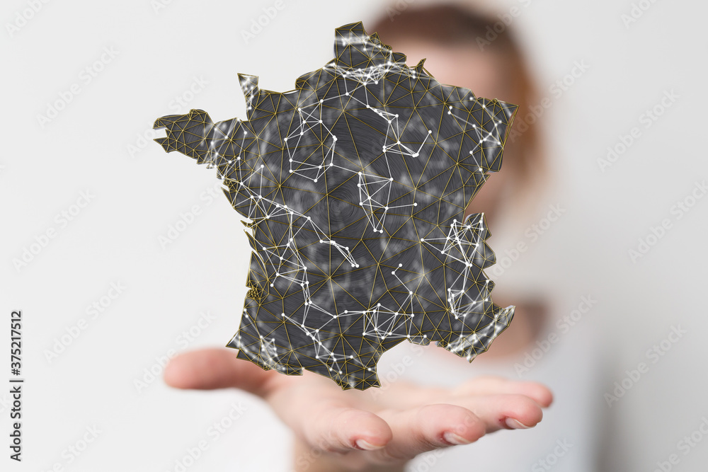 Φωτογραφία 3d Digital France map country modern.